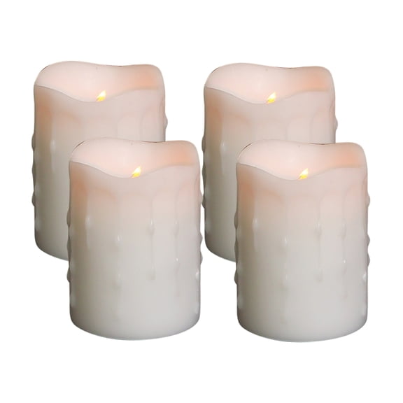 Dripping Pillar Candles with Remote - Natural Beauty Wax Candles - Home Decor Accent Lighting
