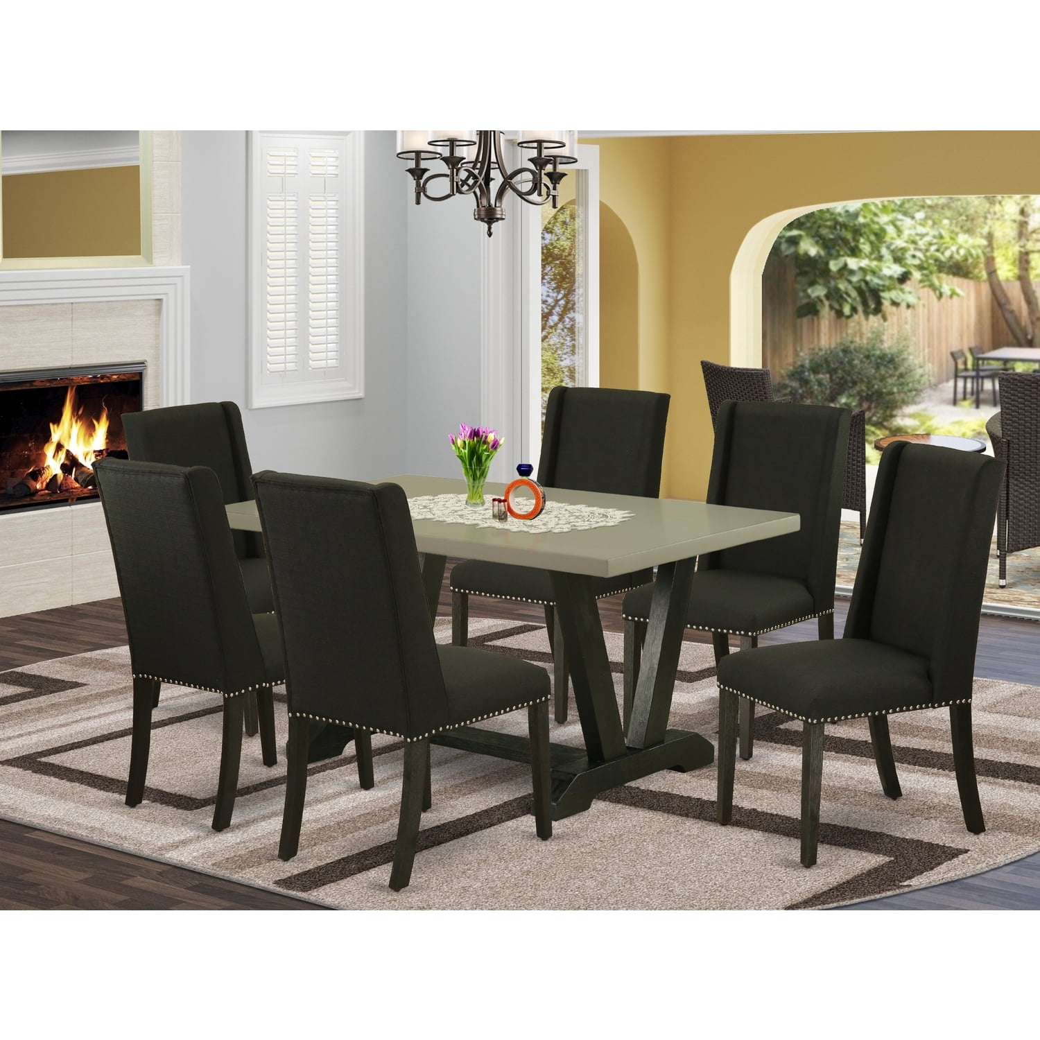 Maykoosh Naturally Nice - 7-Piece Dining Room Table Set - 6 Parson ...