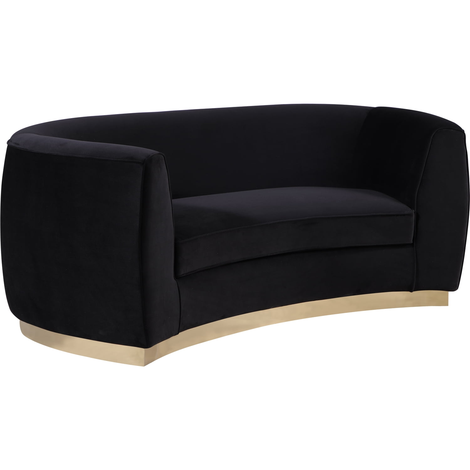 Julian Black Velvet Loveseat with Gold Stainless Steel Base
