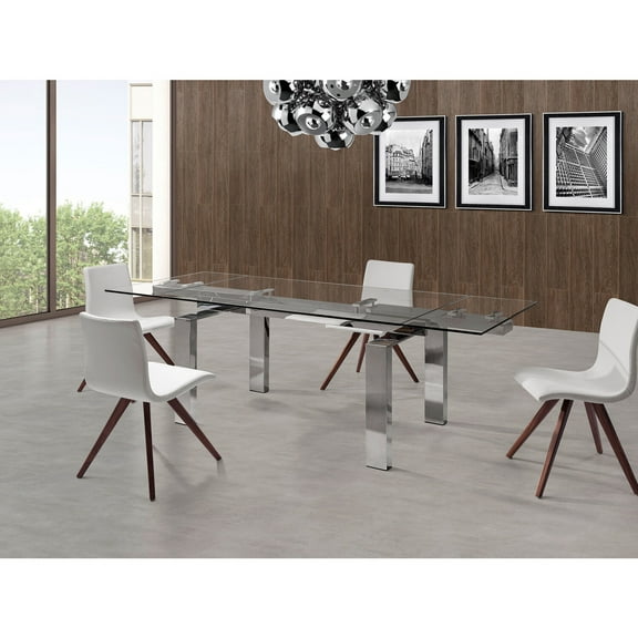 Maykoosh Naturally Nice Extendable Rectangular Dining Table with Glass, Metal Frame Material and Aluminium Finish- 35"D x 63"W x 30"H