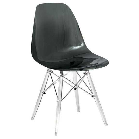 Modern Accent Chair - Molded Plastic Seat & Acrylic Legs - Stylish Side Chair for Dining & Living Room