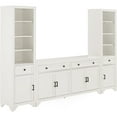 thumbnail image 1 of Home Storage Set - Sideboard & Bookcases - Neo-Classical Design - Distressed White Finish - 3 Piece Furniture Set, 1 of 4