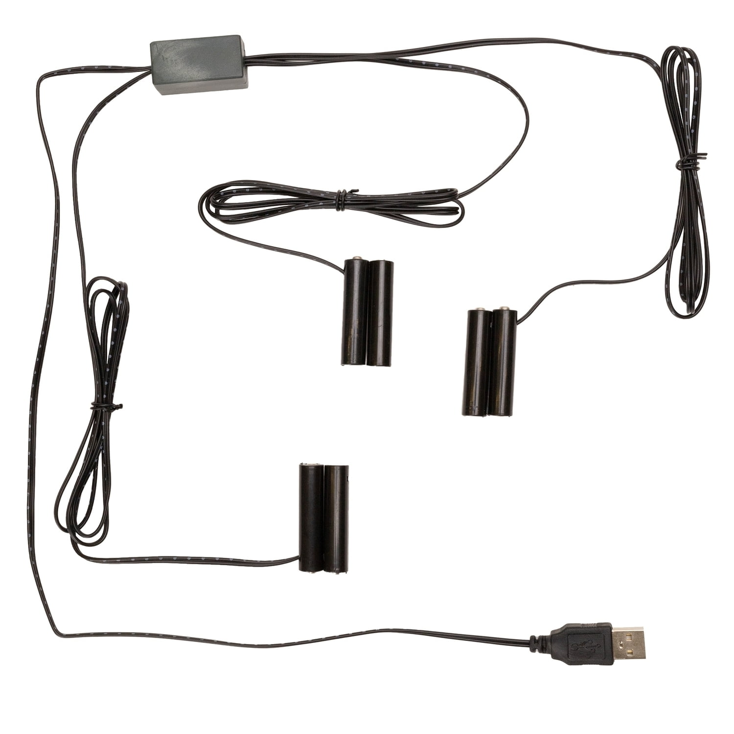 USB Battery Replacement 2 Pack - AA Battery Alternative with 3-to-1 Connector - No More Battery Changes