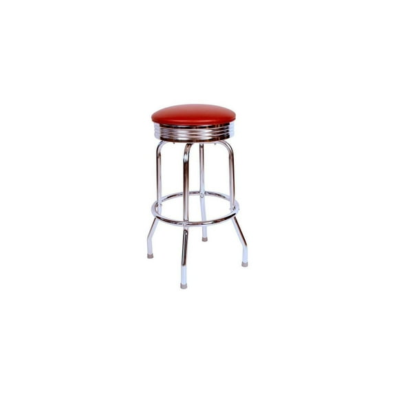 Chrome Bar Stool - 360 Swivel - Round Seat - Gray Glides - Cafe & Home