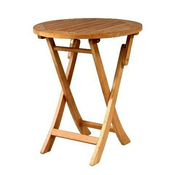 Maykoosh Outdoor Bar Height Round Folding Table, Brown Stain Finish, 36" Diameter, Height 43" - Convenient and Versatile for Outdoor Gatherings