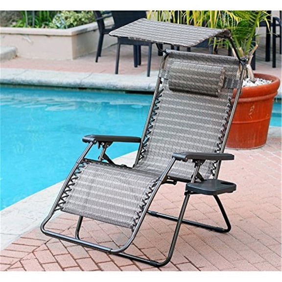 Oversized Zero Gravity Chair with Sunshade & Drink Tray - Comfortable Patio Lounge Recliner for Outdoor Relaxation