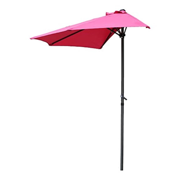 Maykoosh Half Round Wall Hugger Umbrella with Space-Saving Design, Durable Canopy, Sturdy Frame, Perfect for Balconies, Patios, Decks, and Outdoor Seating-Color:Bery Berry