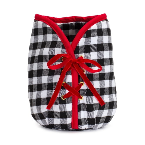 Christmas Tree Pot Cover - 9 Inch Holiday Tree Base - Festive Plaid Design - Decorative Tree Stand Cover