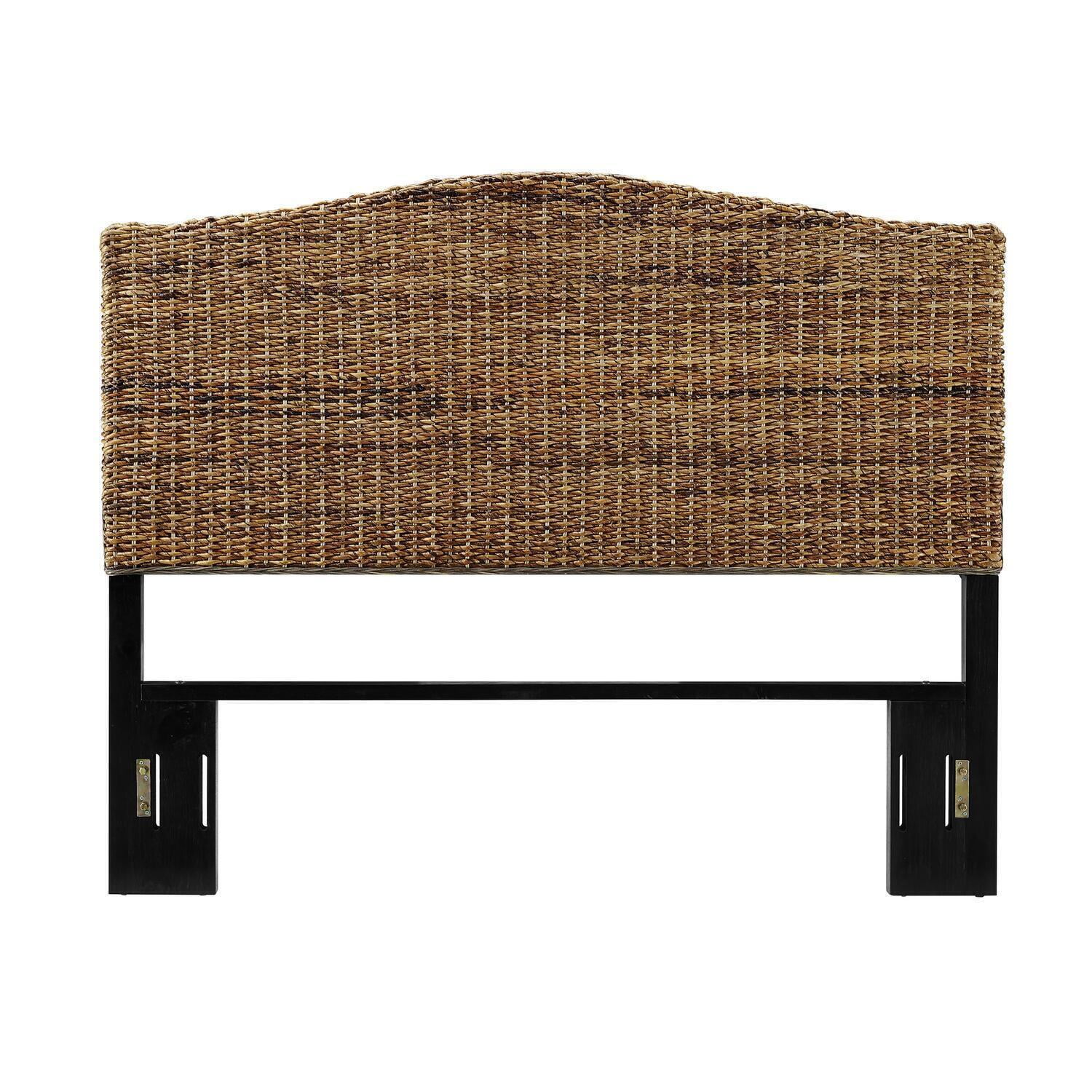 Maykoosh Headboard with Banana Leaf Weave, Arched headboard, Matte Black Finished Feet, Easy Assemble, Bed Frame Mountable, Arched Headboard-Size:Queen