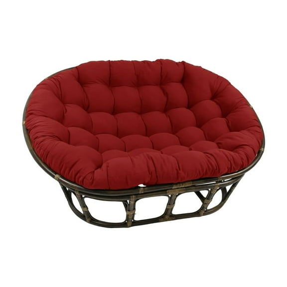 Maykoosh African Artistry Rattan Double Papasan Chair With Twill Cushion - Comfy Bohemian Style Chair With Rustic Rattan Frame In Walnut Finish-Color:Ruby Red