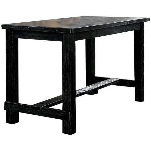 Maykoosh Rectangular Counter Height Table With Block Legs, Tribal Treasures Black