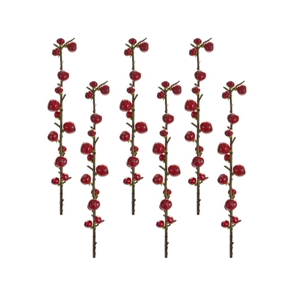 Berry Twig Spray Set - 6 Red Berry Stems for Home Decor & Floral Arrangements