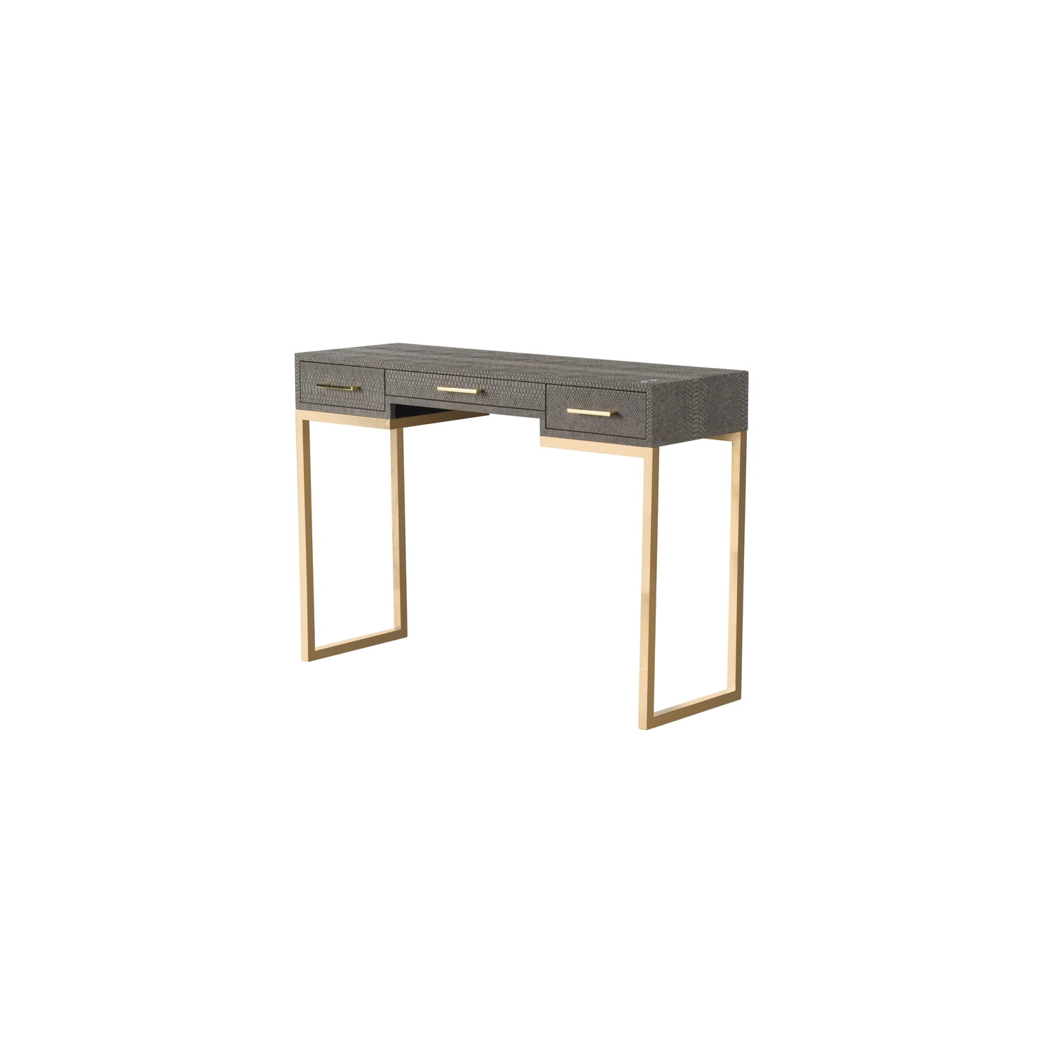 Printed Console Table Gray Snake Print Console Table - 3 Drawer Entryway Table - Gold Metal ...