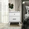 thumbnail image 1 of Mid-Century Nightstand - 2 Drawer Bedside Table, Solid Wood, White Finish, 24" High, 1 of 1