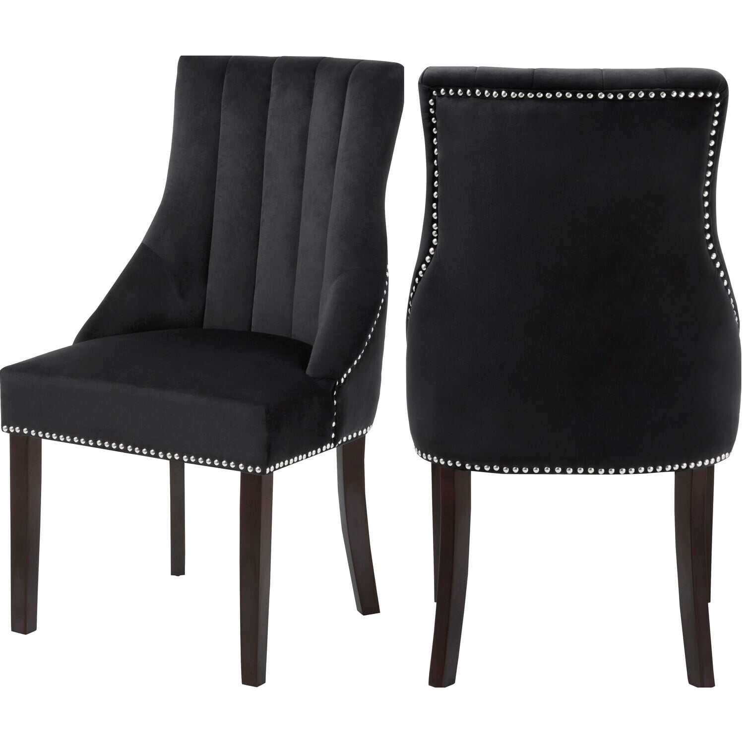 Velvet Dining Chairs Set of 2 - Black Upholstered Accent Chairs with ...