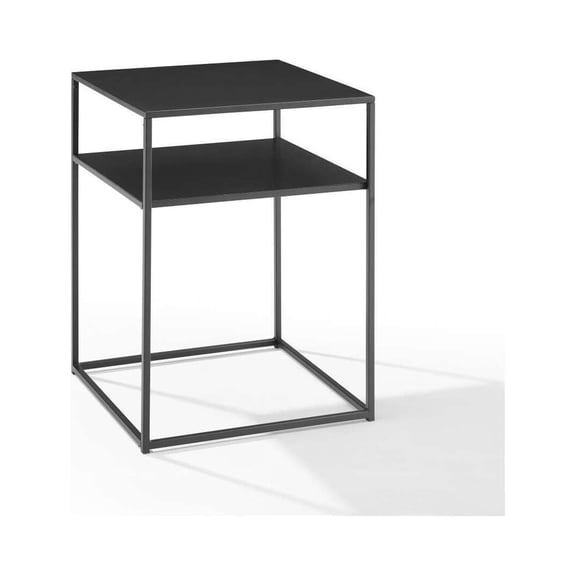 Maykoosh Renaissance Revival Braxton End Table - Matte Black, 18.13"D x 18.13"W x 24"H, Contemporary Living Room Furniture, End Table with Open Storage Shelves