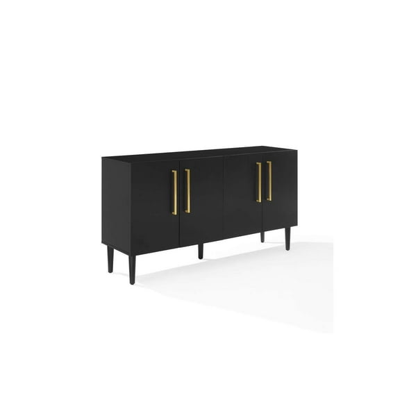 Renaissance Revival Sideboard - Matte Black Storage Cabinet - 58" Wide Entryway Buffet Table with Metal Handles