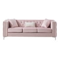 thumbnail image 1 of Maykoosh Renaissance Revival Sofa, Pink Velvet with Jeweled Button Tufting, Dimensions: 86" L x 34" W x 30" H, Item Weight 129 lbs, 1 of 3