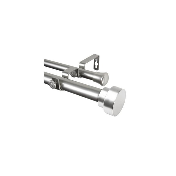 Double Curtain Rod Set - 160-240 Inch Adjustable Length - Satin Nickel Finish