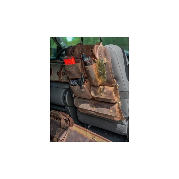 Leather Car Seat Organizer - Buffalo Leather Backseat Storage