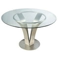 thumbnail image 1 of Modern Round Dining Table 48 Inch Glass Top Metal Base Chrome Finish, 1 of 1