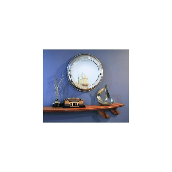 Wall Mirror - 21" Aluminum Brass Frame - Handmade Accent Mirror with Storage