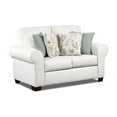 thumbnail image 1 of Renaissance Loveseat - Soft Cream Tweed Sofa with Pillows - 37"D x 67"W - Sock Arm Style, 1 of 9