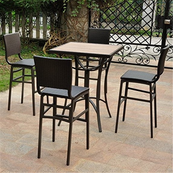 Outdoor Bistro Set Resin Wicker Aluminum Patio Furniture Dining Set