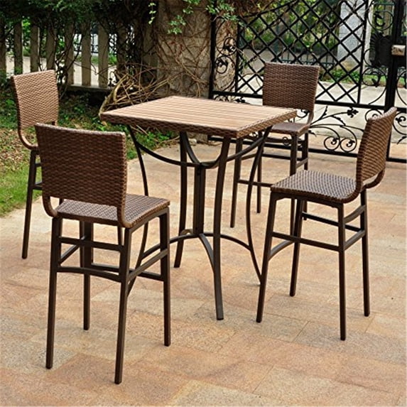 Bistro Bar Set Outdoor Patio Furniture Wicker Aluminum Table Chairs