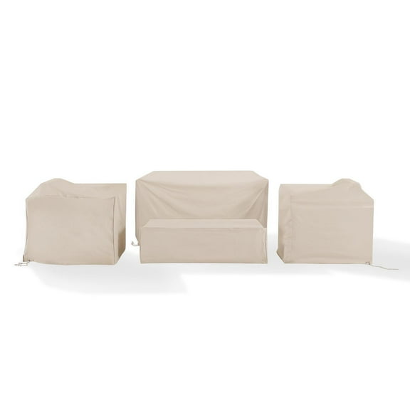 Outdoor Furniture Covers 4pc Set - Loveseat, Chairs, Table - Weatherproof Patio Protection - Tan