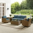 thumbnail image 1 of Patio Swivel Rocker Sofa Set - 5 Piece Outdoor Furniture - NavyWeathered Brown, 1 of 4