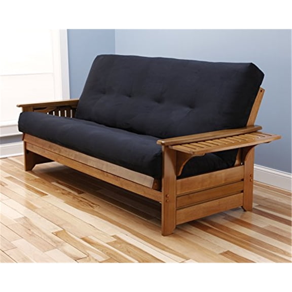 Maykoosh Retro Relaxation Futon Frame/Queen/Butternut Finish/Suede Black Mattress