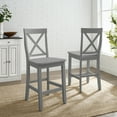 thumbnail image 1 of Retro Bar Stools Set of 2 - X Back Kitchen Counter Stools - 24 Inch Height - Gray Finish, 1 of 6
