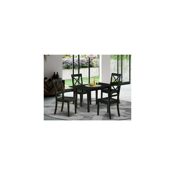 Modern 5-Piece Dinette Set - Dining Table & 4 Chairs - Black Finish - Kitchen Table Set