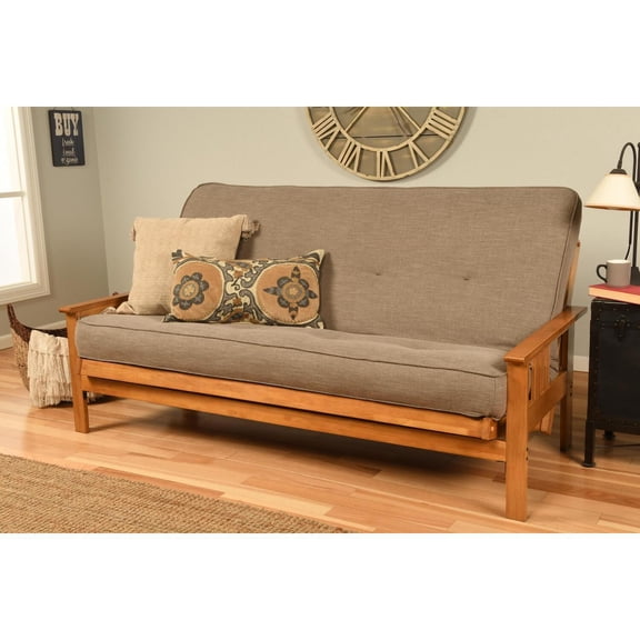 Futon Frame Sofa Bed Adjustable Design Wooden Construction Living Room - Espresso Suede Peat