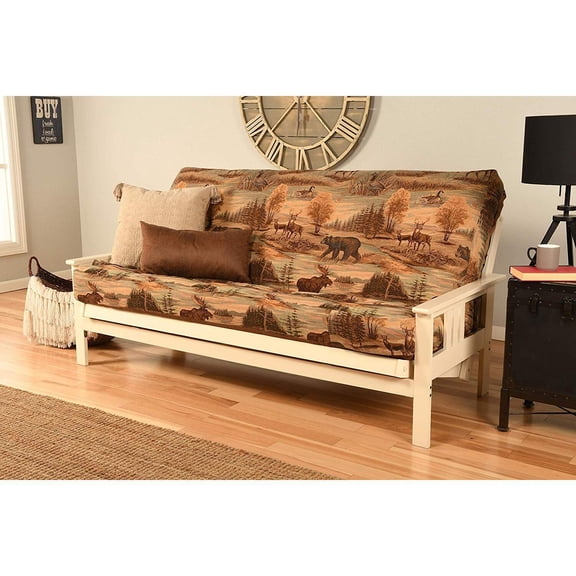 Futon Frame Sofa Bed Adjustable Design Wooden Construction Living Room - Espresso Suede Peat