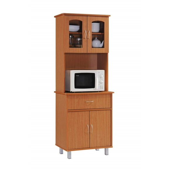 Retro Kitchen Cabinet - Microwave Storage, Shelves & Drawer - Cherry Finish - 72" Tall Hutch