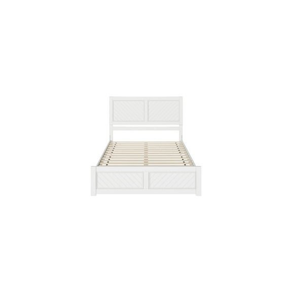 Maykoosh Retro Renaissance Solid Wood Low Profile Platform Bed with Matching Footboard in White