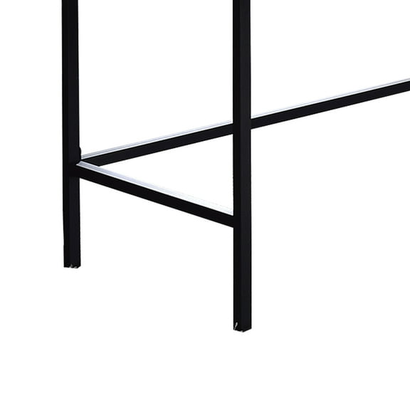 Retro Wooden Desk with Drawers - 47" Writing Table, Metal Frame, Washed WhiteBlack Finish