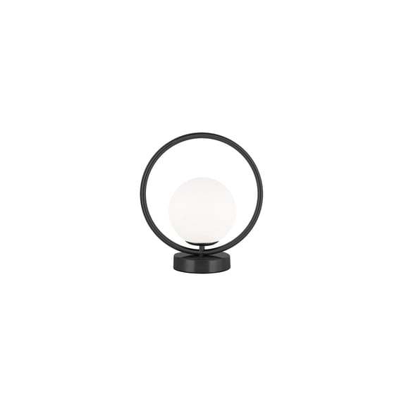 1 Light Table Lamp - Matte Black Metal & White Opal Glass Shade