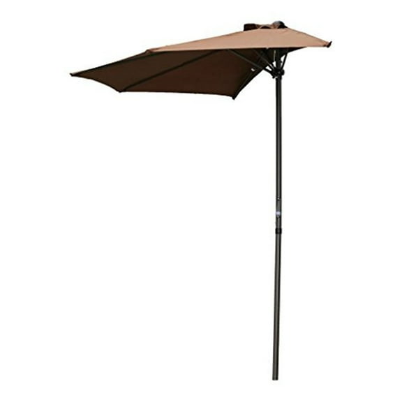 Maykoosh Half Round Wall Hugger Umbrella with Space-Saving Design, Durable Canopy, Sturdy Frame, Perfect for Balconies, Patios, Decks, and Outdoor Seating-Color:Chocolate