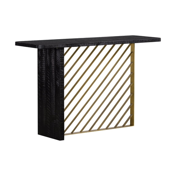 Maykoosh Ro ce Wood Console Table with Antique Brass Accent