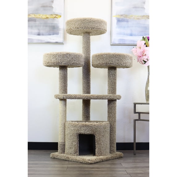 Large Cat Tree for Multiple Cats | Sturdy Cat Penthouse with Scratching Posts | Beige