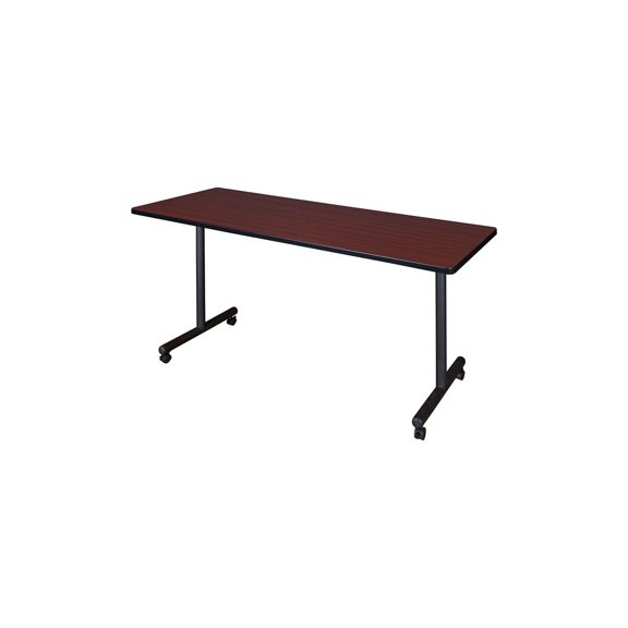 Maykoosh Rococo Radiance 72" x 24" Mobile Training Table- Mahogany, Adjustable and Foldable Office Table with Wheels for Meeting Rooms and Classrooms