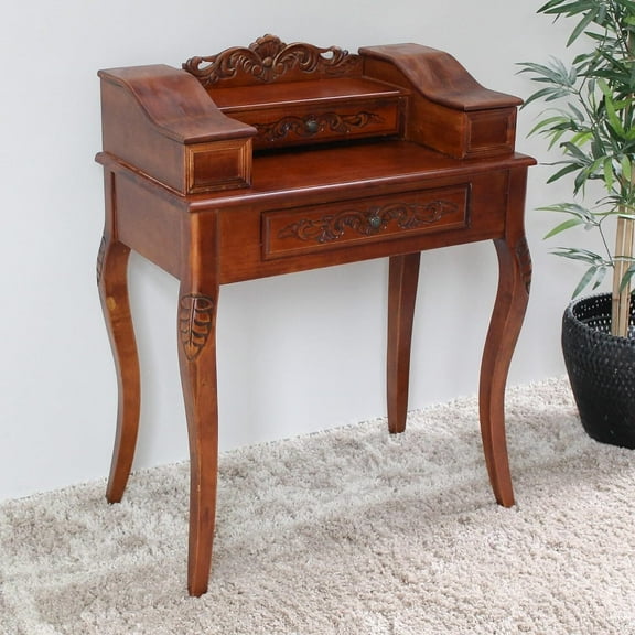 Carved Wood Telephone Table - 2 Drawer Accent Table - Elegant Design - Entryway Side Table - Living Room Decor