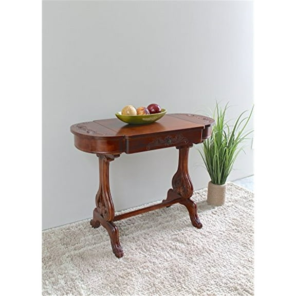 Rococo Writing Table - Carved Wood Desk with Flip Up Drawers - Elegant Home Office Storage - 40 Inch