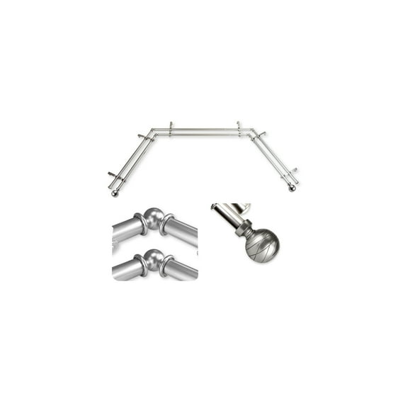 Curtain Rods - Telescoping Rods 20-36" & 38-72" - Satin Nickel Finish - Hardware Set
