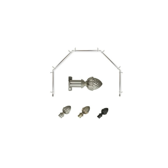 5-Sided Bay Window Curtain Rod - Corner Drapery Rod Kit - Black Finish