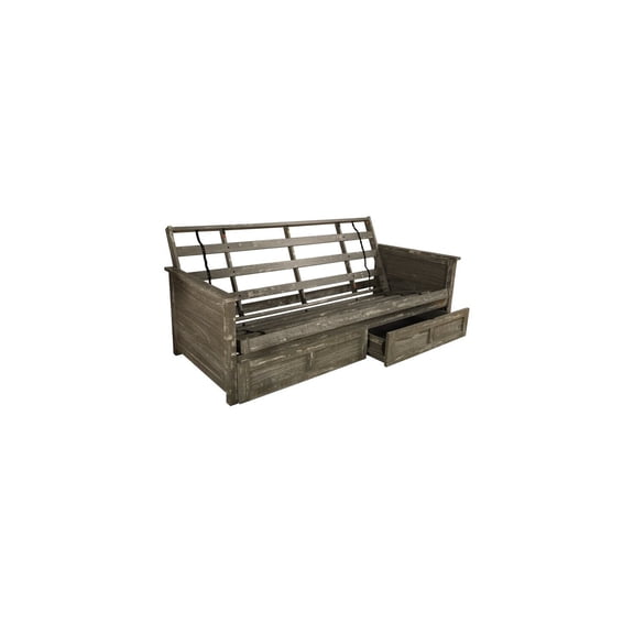 Modern Minimalism Full-Size Futon Frame with Convertible Feature, Lounge Room Type - Solid Hardwood Construction