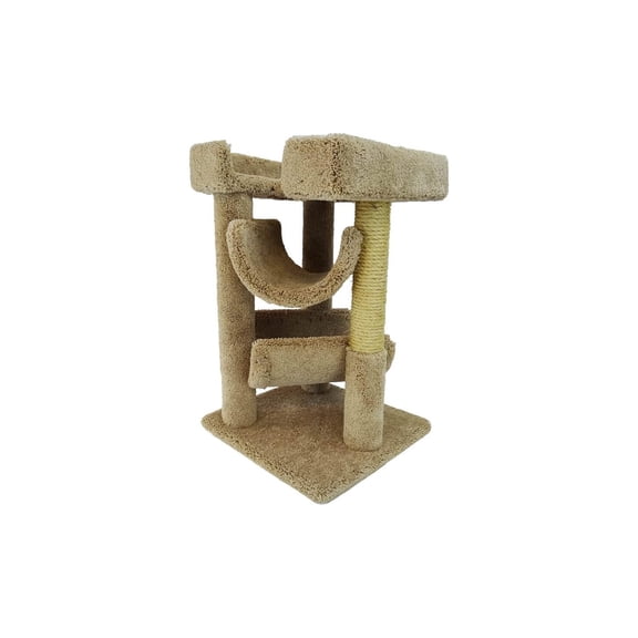 Maykoosh Rococo Romance Cat Scratch and Lounge in Brown Color - 20"L x 20"W x 32"H, for All Breed Sizes, Made from Plush Carpet and Solid Wood - Color:Brown-Color:Brown